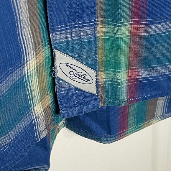 Levi’s Vintage 1990s Plaid Button Down Size XL Shirt Blue Green Authentic Levi - Picture 5 of 11
